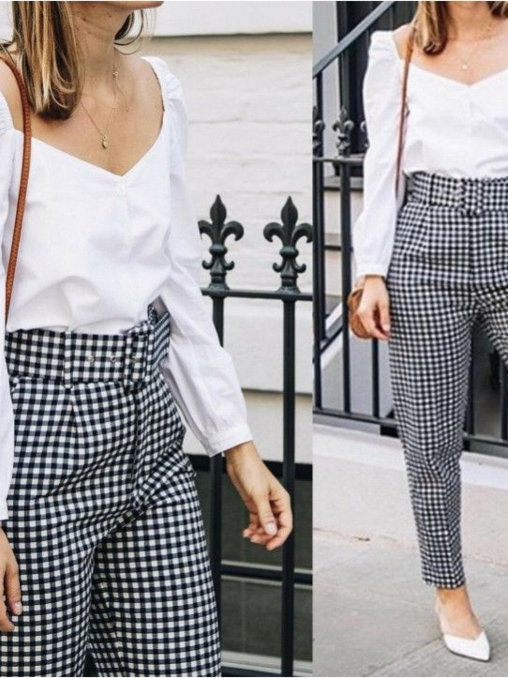 Zara Gingham Black & White Ankle Pants Lightweight Cotton Blend Stretch Sz Small